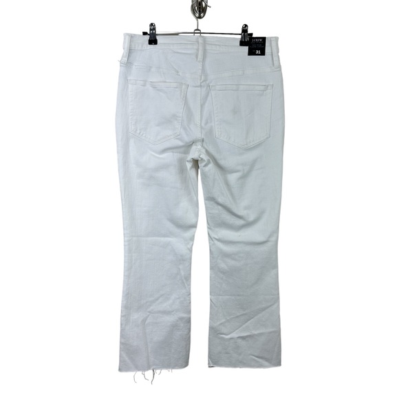 NWT J. Crew Mid-Rise Flare Crop Signature Stretch Raw Hem Jeans White Sz 31 - Picture 7 of 9
